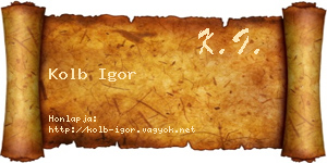 Kolb Igor névjegykártya